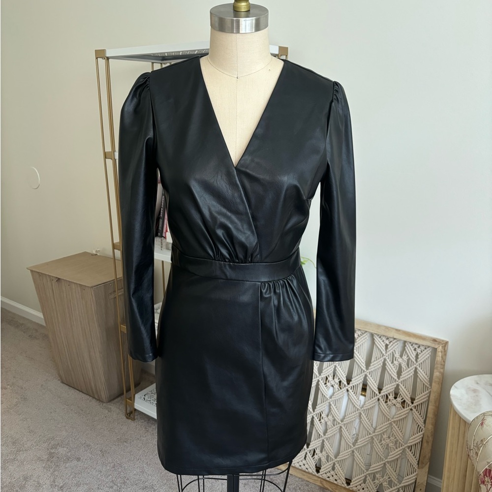 LUCY PARIS LEATHER MINI DRESS LONG SLEEVE WEDDING GUEST